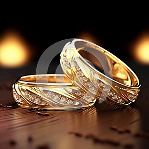 Wedding Bands on Satin Pillow with Ethereal Lighting