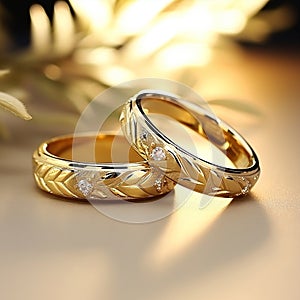 Wedding Bands on Satin Pillow with Ethereal Lighting