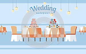 Wedding Banquet Hall Flat Vector Illustration