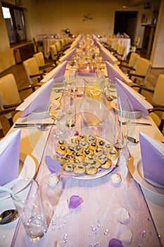 Wedding banquet table setting