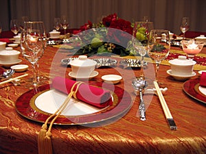 Wedding banquet table setting