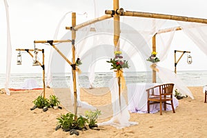 wedding on beach, tropical outdoor wedding set up decoration details