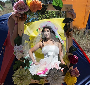 Wedding. Beautiful bride with bouquet