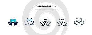 Wedding bells icon in different style vector illustration. two colored and black wedding bells vector icons designed in filled,