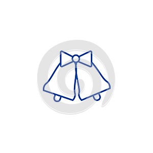 Wedding bells  line icon concept. Wedding bells  flat  vector symbol, sign, outline illustration.