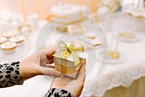 Wedding Bonbonniere with gold ribbon