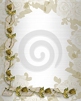 Wedding Border Gold Roses and ribbons