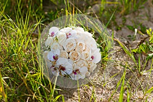 Wedding bouquet on the beach