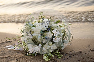 Wedding bouquet on the beach