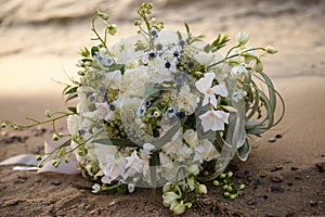 Wedding bouquet on the beach