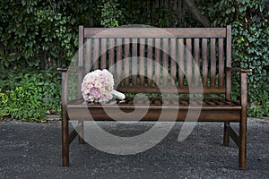 Wedding bouquet and bench