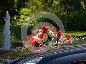 Wedding bouquet on bonnet