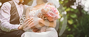 Wedding bouquet bride and groom.