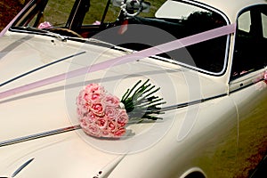 Wedding Bouquet & car