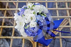 Wedding bouquet of hydrangea, eucharis and eustoma