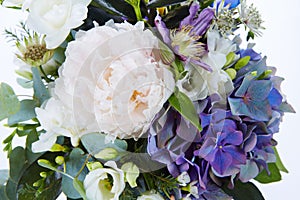 wedding bouquet isolated on white background. Fresh, lush bouquet of colorful flowers