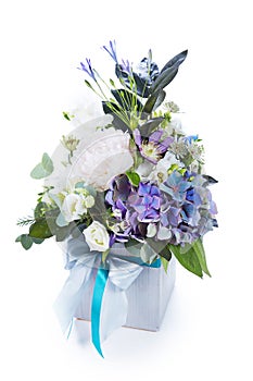 wedding bouquet isolated on white. Fresh, lush bouquet of colorful flowers