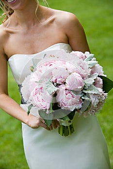 Wedding bouquet of pink flowers