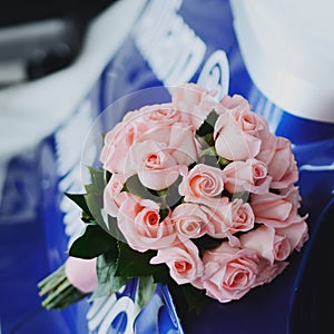 Wedding bouquet of pink roses