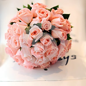 Wedding bouquet of pink roses