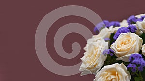 Wedding bouquet of roses and blue stasis photo