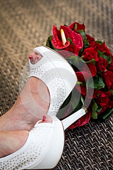 Wedding bouquet shoes