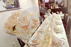 Wedding bouquet on table