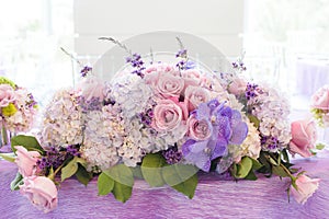 Wedding bouquet on table photo