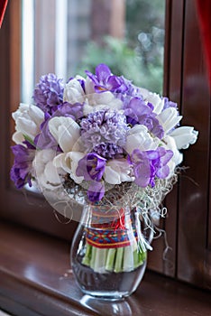 Wedding bouquet in vase