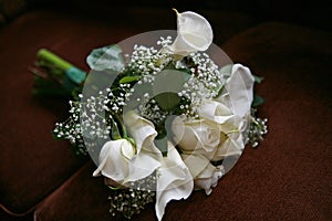 Wedding bouquet with white roses