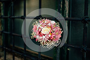 Wedding bouquet on a window