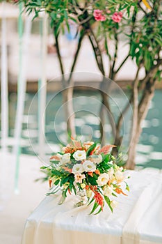 Wedding bridal bouquet of Proteus, Verdure Italian , Lisianthus