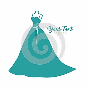 Wedding Bridal Wear Boutique. Elegant Gown Sexy Dress Fashion Simple Logo Design Vector Illustration