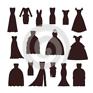 Wedding bride dress elegance silhouette style celebration bridal shower composition vector illustration