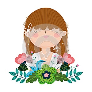 Wedding bride flowers foliage floral decoration cartoon