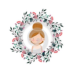 Wedding bride flowers foliage floral decoration cartoon