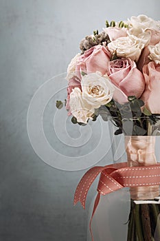 Wedding bride`s bouquet. vintage toned picture