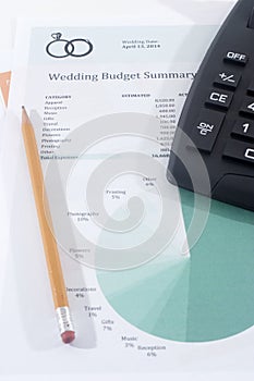 Wedding Budget with Calculator and Pencil