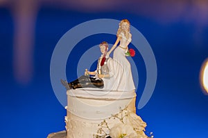 Wedding cake with blue background