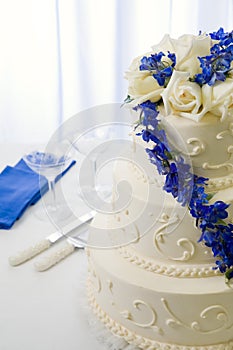 Wedding cake blue delphiniums