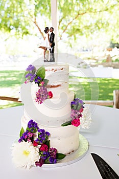 Wedding cake. Bridegroom, couple.