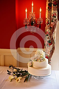 Wedding cake with covered with roses