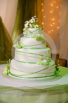 Wedding Cake with Edible Cream Orchids