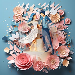 wedding cake with a figure of the bride and groom. Funny dancing figurines suite at a luxury wedding white cake decorated with