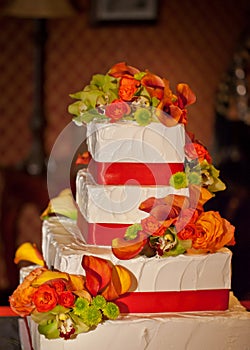 Wedding cake with flowers