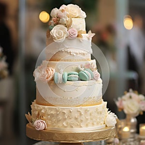 Wedding cake with flowers for a wedding banquet delicious reception