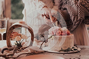 Wedding cake with candles