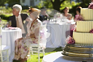 Wedding Cake With Guests In Background