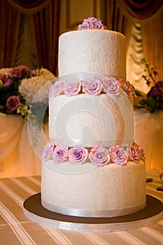 Pastel de boda sobre el cabeza mesa 