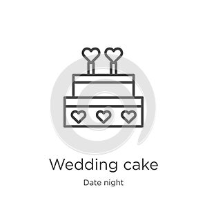 wedding cake icon vector from date night collection. Thin line wedding cake outline icon vector illustration. Outline, thin line